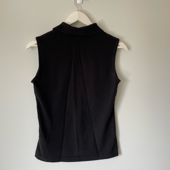 Lacoste Black Sleeveless Pique Polo - Picture 4 of 5
